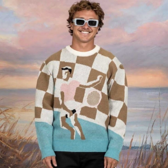 Duvin Racket Club Crew Knit Sweater - Picture 1 of 8